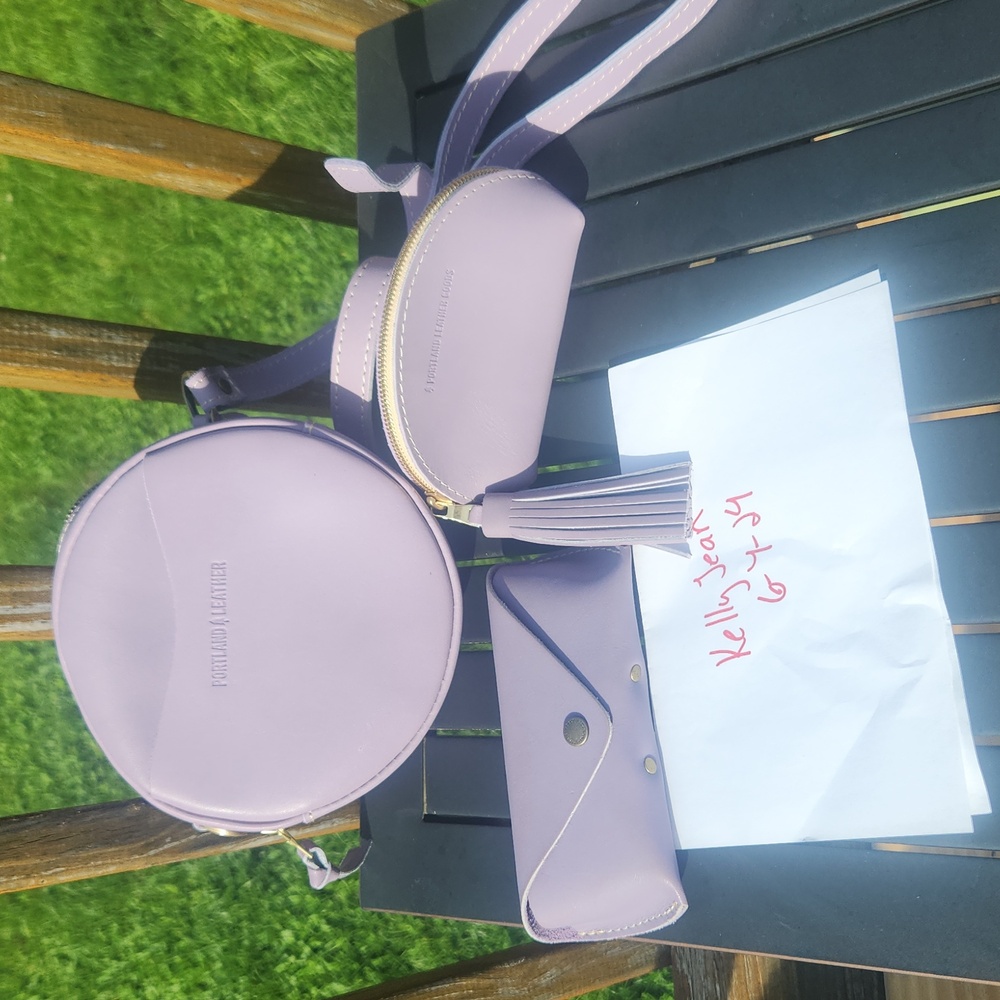Portland leather small circle set lavender